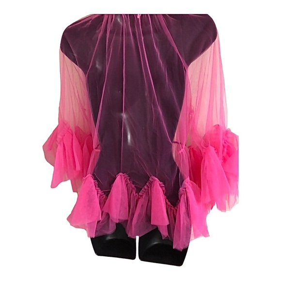 Maeve style Pink sheer tulle‎ blouse tunic mini dress top size Large new - Picture 13 of 15